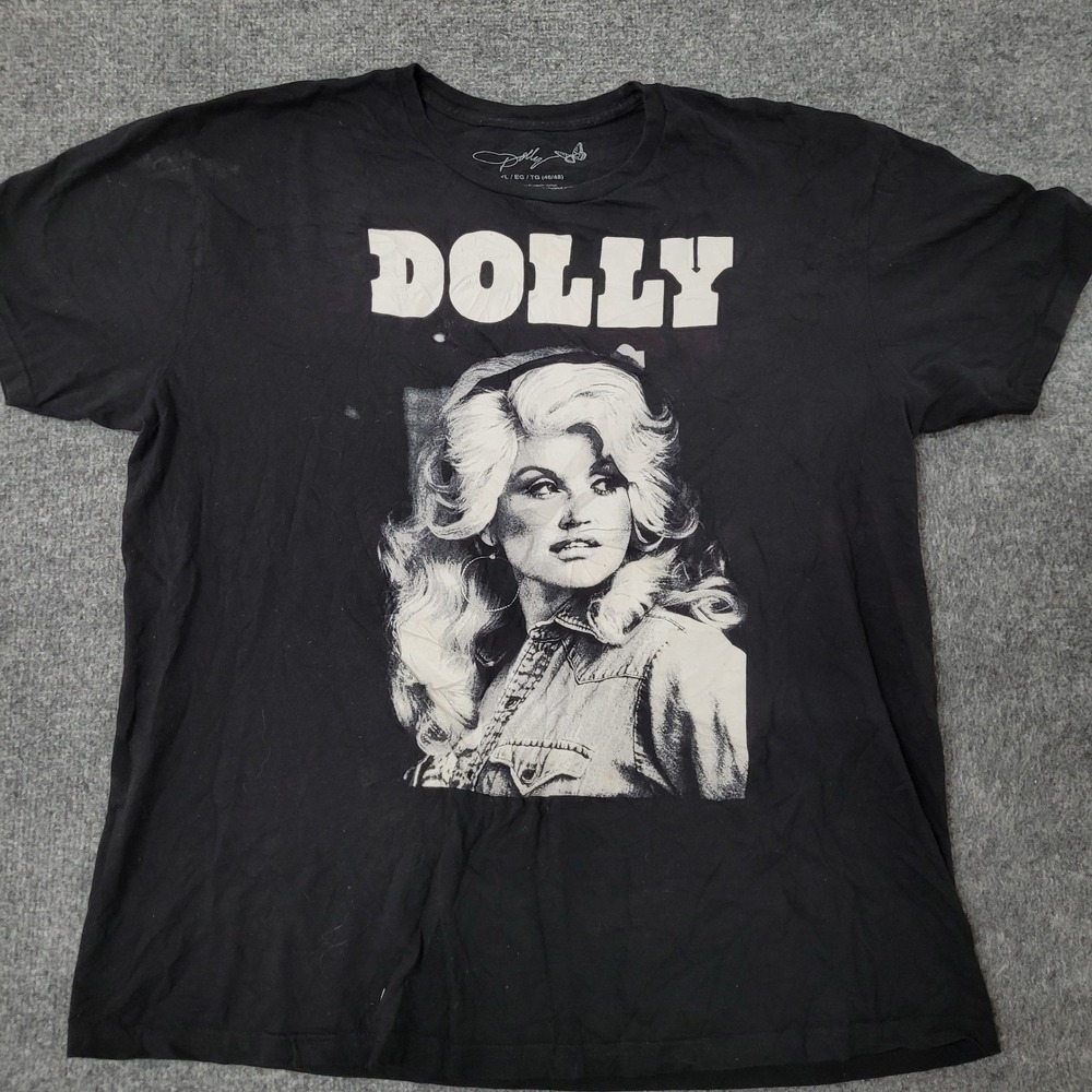Dolly Parton T-Shirt Womens Size XL Black Graphic Portrait Short Sleeve Cotton